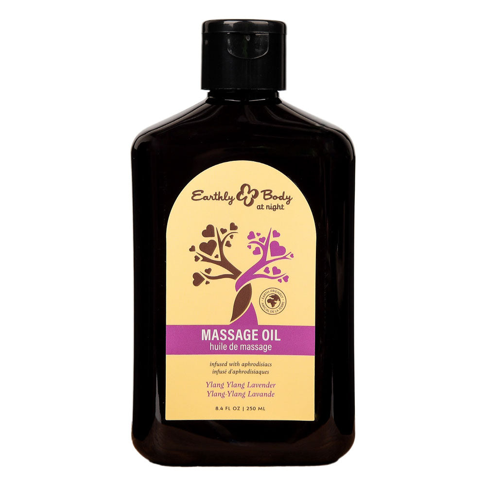 EB Hemp Seed Massage Oil YLANG YLANG LAVENDER - 250 ml - Ylang Ylang & Sandalwood Scented Massage Oil - 250 ml Bottle Earthly Body